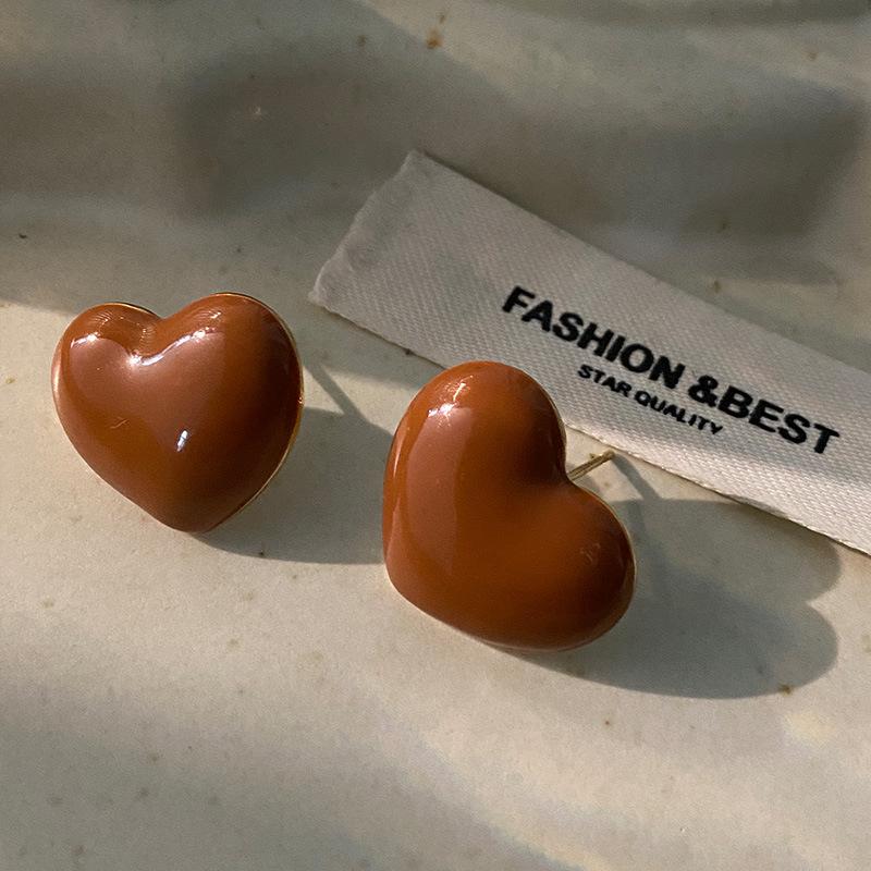 Butterfly Stud Earrings Maillard Geometric Design Niche Earrings French Retro Drip Glaze Earrings Women