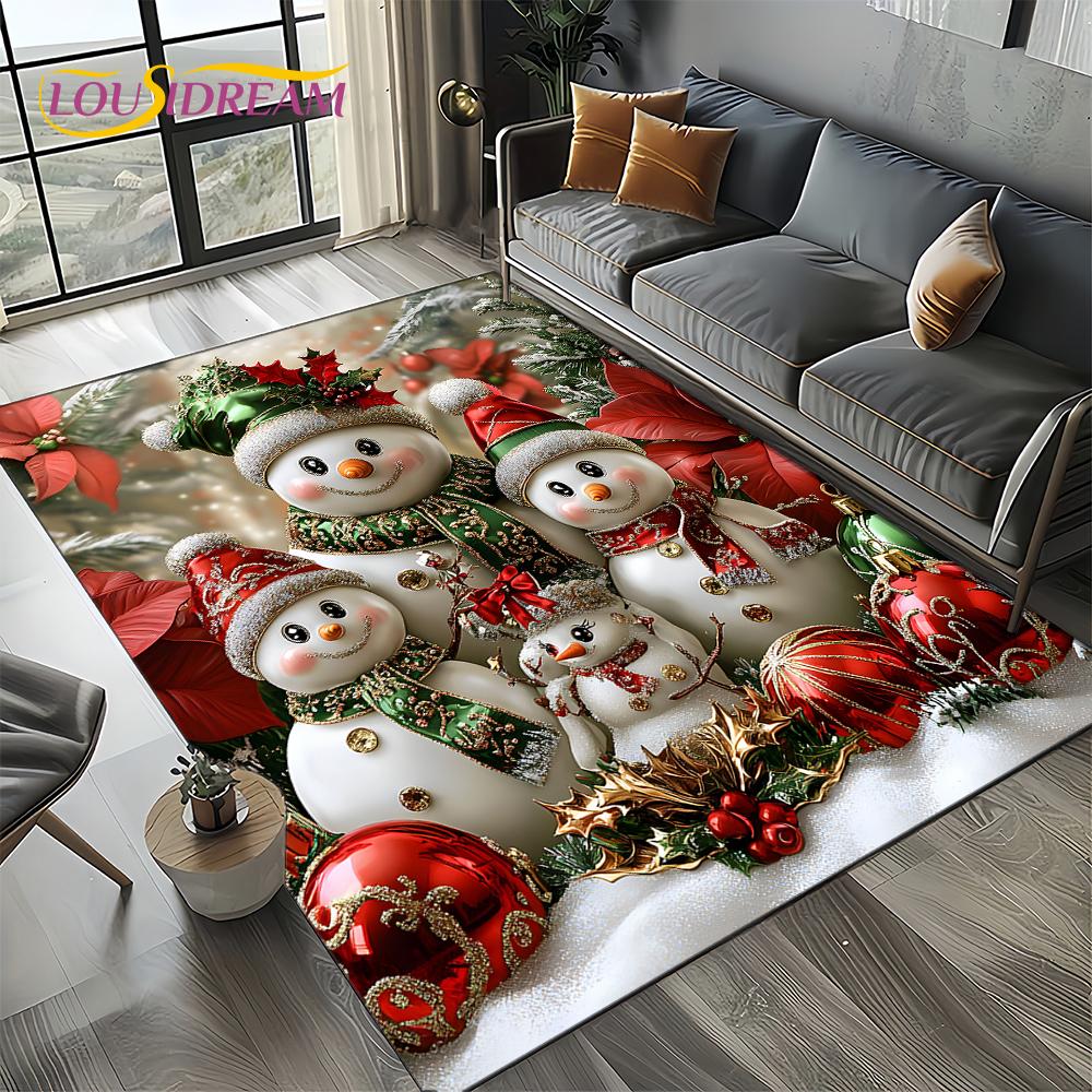 2025 Merry Christmas Tree Santa Claus,New Year Fairy Tale Gift Carpet Rug for Home Bedroom Sofa Doormat Decor,Non-slip Floor Mat