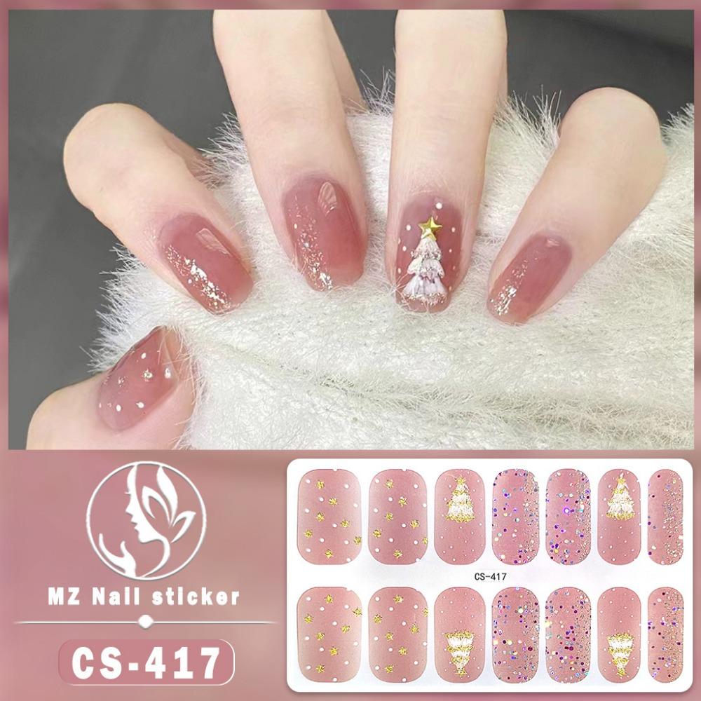 Christmas Waterproof No-bake Gel Nail Polish Film Full Sticker European and American Style Nail Film Sticker Nail Film Sticker