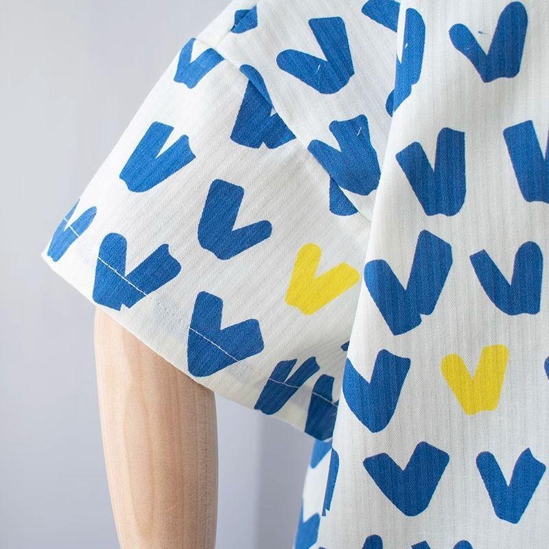 Boys Summer Short Sleeve Shirt Lightweight Korean Beach Vacation Top