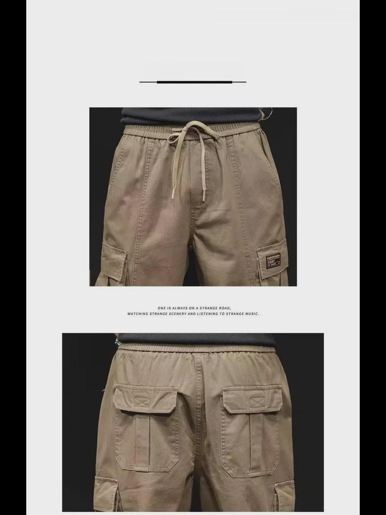 Men's American Retro Loose Straight Cuffed Harem Overalls - Spring/Summer Casual Pants