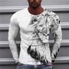 2023 Autumn Plus Size O-Neck Long Sleeve T-shirt Men's Clothing Men's T-shirt 3D Animal Print Top Casual Street Vintage T-shirt