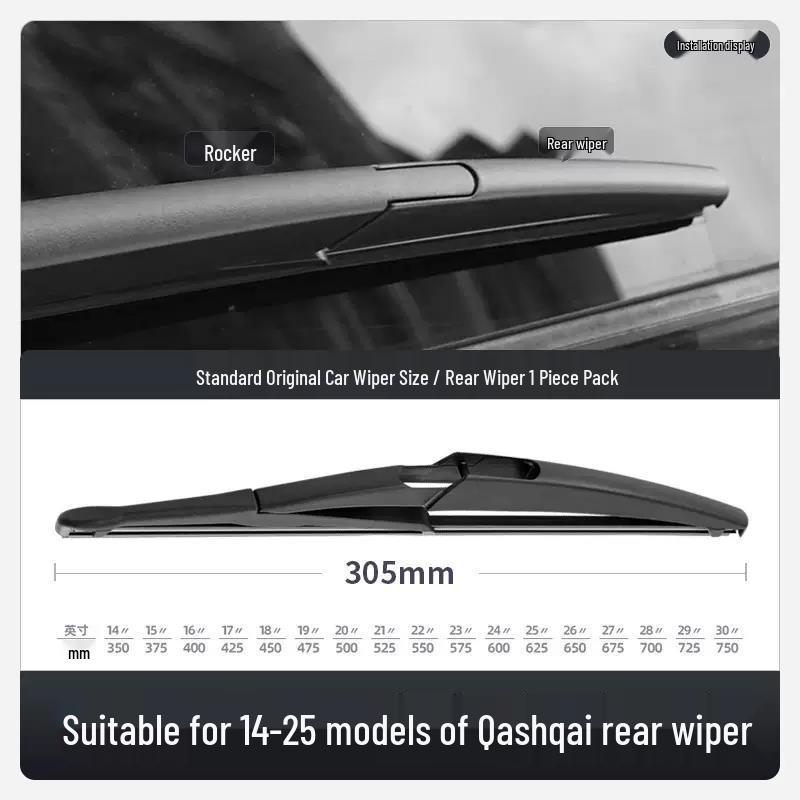 Frameless Silent Rubber Wiper Blades for 2025 Nissan Qashqai Honor