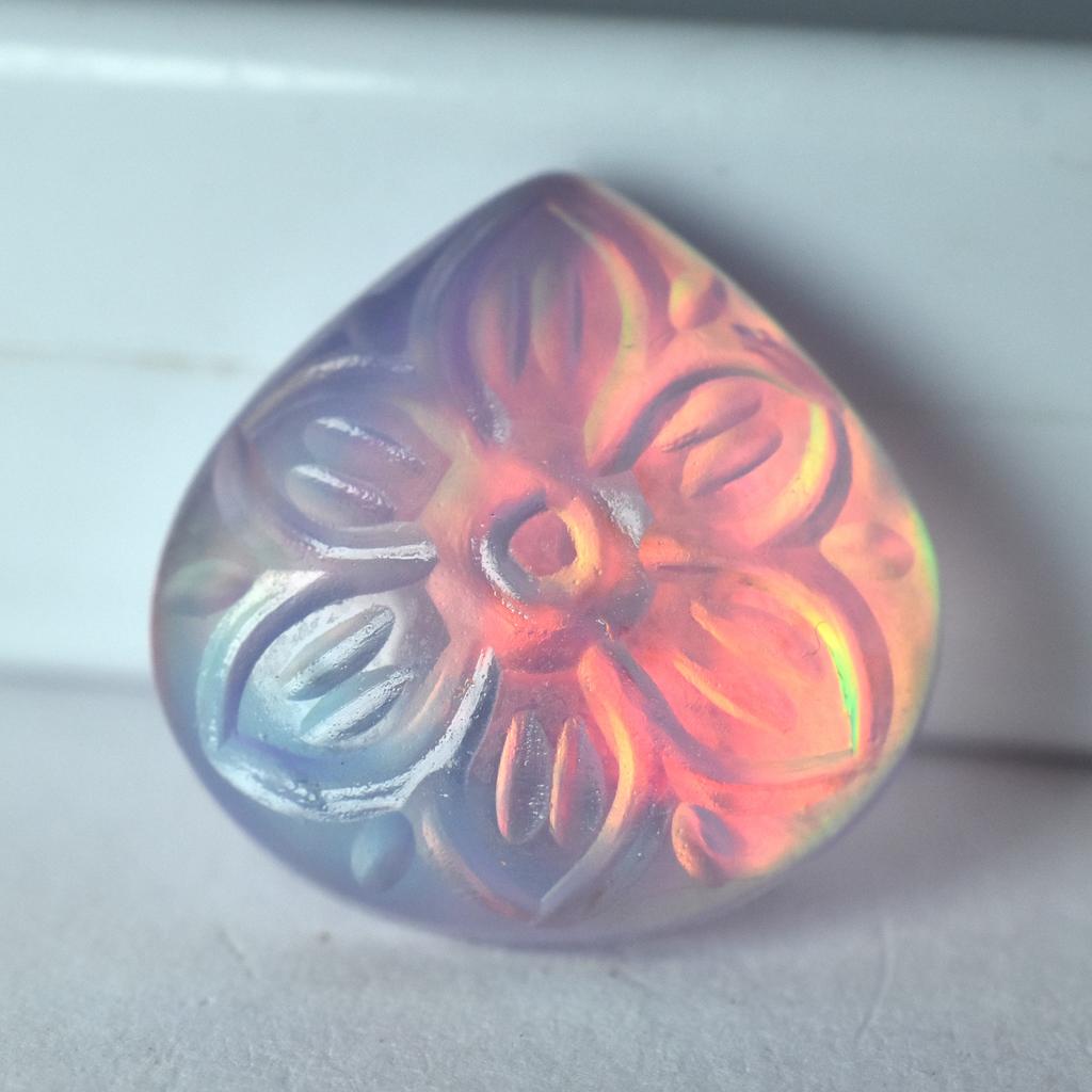 Lab-Created Opal Loose Gemstone Pear Cut 9.65 ct Multi-Color October Birthstone for Gem Collections