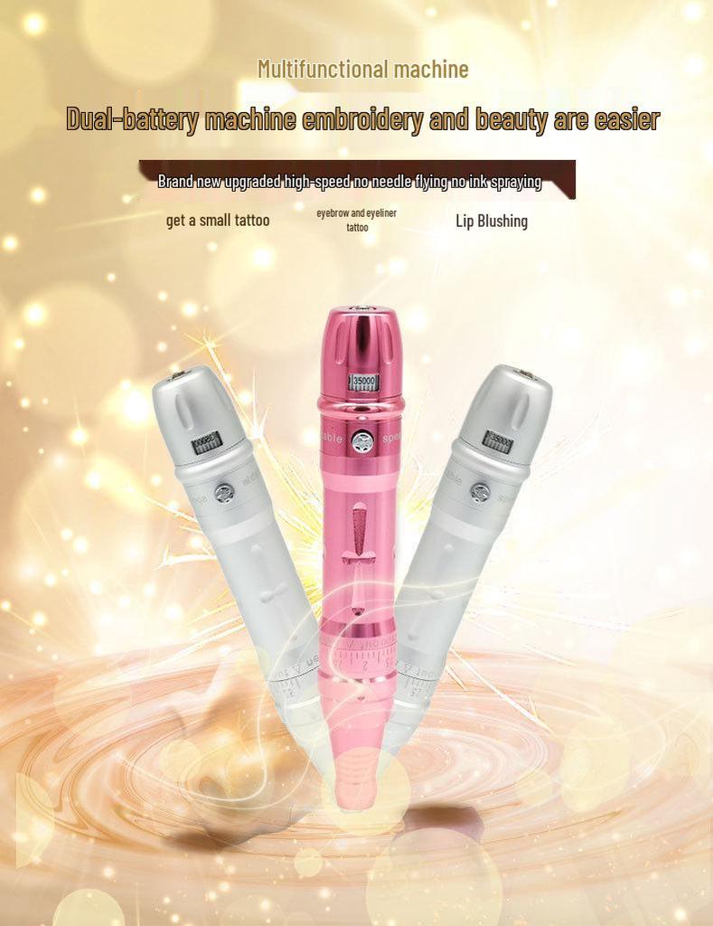 Dual Battery Eyebrow & Lip Embroidery Machine - All-in-One for Eyebrow, Lip, and Eyeliner Tattoos with Mist Effect.