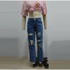Jeans da donna vintage strappati Distressed Streetwear Buco Hip Hop Pantaloni a vita alta Moda Pantaloni dritti in denim Estate Jean