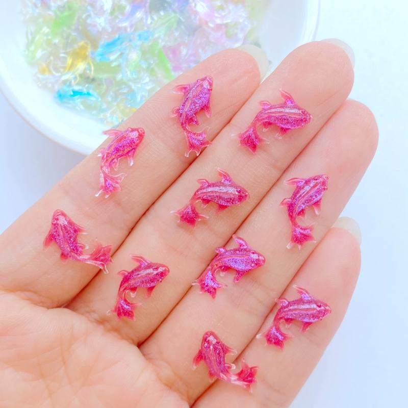 

200Pcs New Cute Mini 8*15mm Shiny Fish Flat Back Resin Nail Enhancement Jewelry Craft Decoration Accessorie
