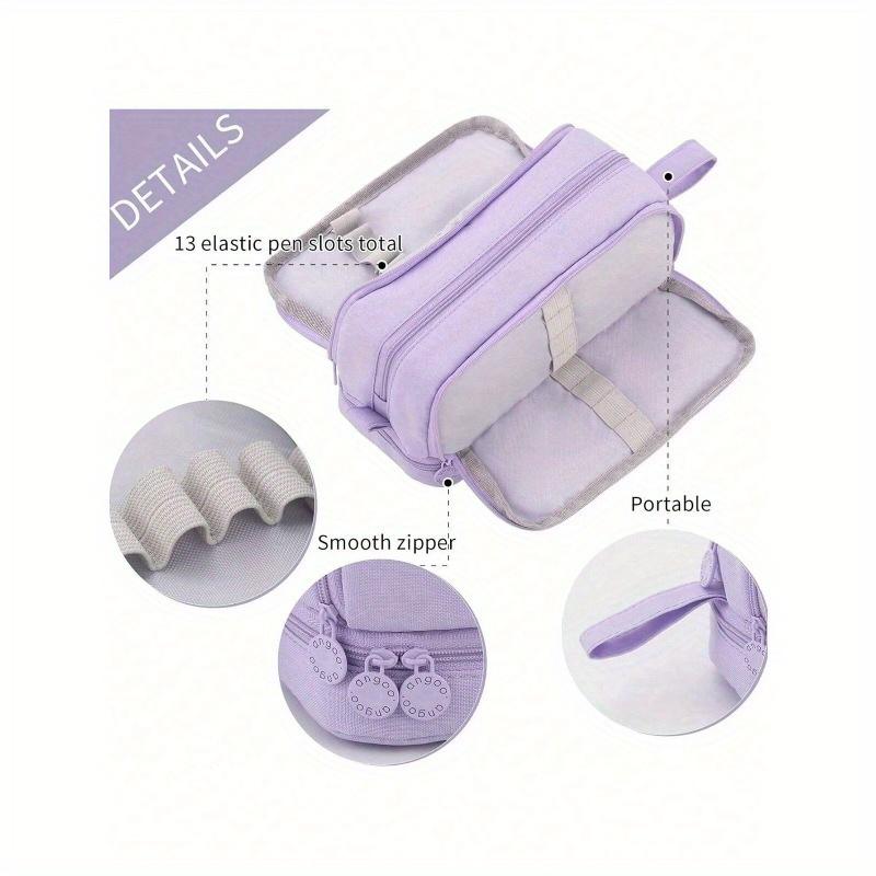 1 pieza Estuche grande para lápices, Bolsa de almacenamiento tipo caja con soporte de alta capacidad, Estuche para bolígrafos multicapa de gran capacidad, Organizador de escritorio Estuche para rotuladores/bolígrafos