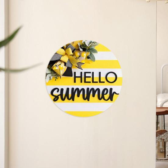 Yousheng Lemon Welcome Door Sign for Front Door, Hello Summer Wooden Hanging Sign, Farmhouse Rustic Round Wall Plaque for Entryway, Kitchen, Patio,