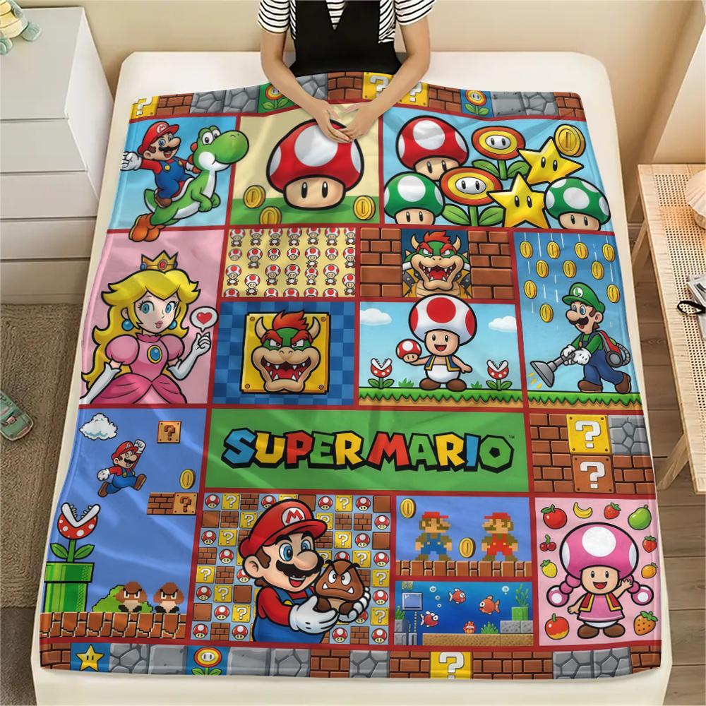 

Super Mario Puzzle Warm Flannel Blanket, Printed for Bed Sofa Chair, Ideal for Picnic Travel Home -HE67 75x90cm