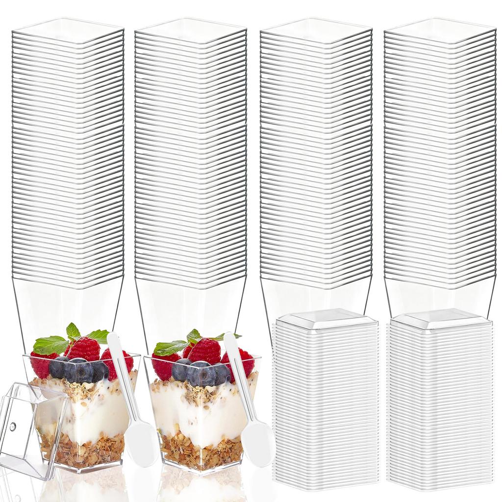 150 Pack Disposable Plastic Trapezoid Square Cups for Appetizers, Desserts, - Party Supplies