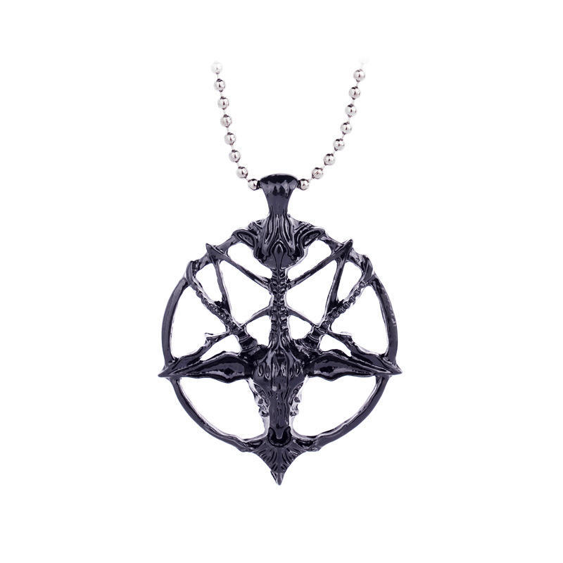 Vintage skull, Pan Shen sheep head necklace, circular pendant, pendant, women's autumn and winter sweater chain, European and American accessories