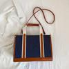 Large Capacity Canvas Bag Women's New Fashion Portable Commuter Bag Tote Bag Simple Broadband Messenger Bag