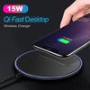 Ultra-thin Round 15W Charging Pad Phone Qi Wireless Charger for Samsung Galaxy