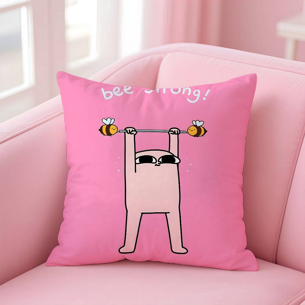 Kwaii Cute K-Ketnipzs The B-Bean Anime Pillow Case Anti-Dustmite Pillowcase Invisible Zipper Silky Short Plush Sofa Cushion Cove