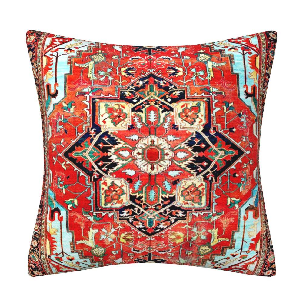 Kissenbezug inspiriert von türkischen Teppichen: Traditionelles Medaillonmuster in sattem Rot & Marineblau Böhmische Wohnkultur Kissenbezug