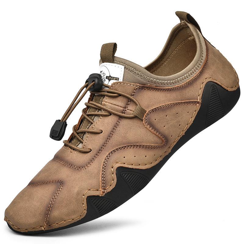 

Spring and summer new large-size men s shoes trend Korean version Doudou shoes British breathable leather shoes overfitting lazy soft-soled casual sho 48 хаки