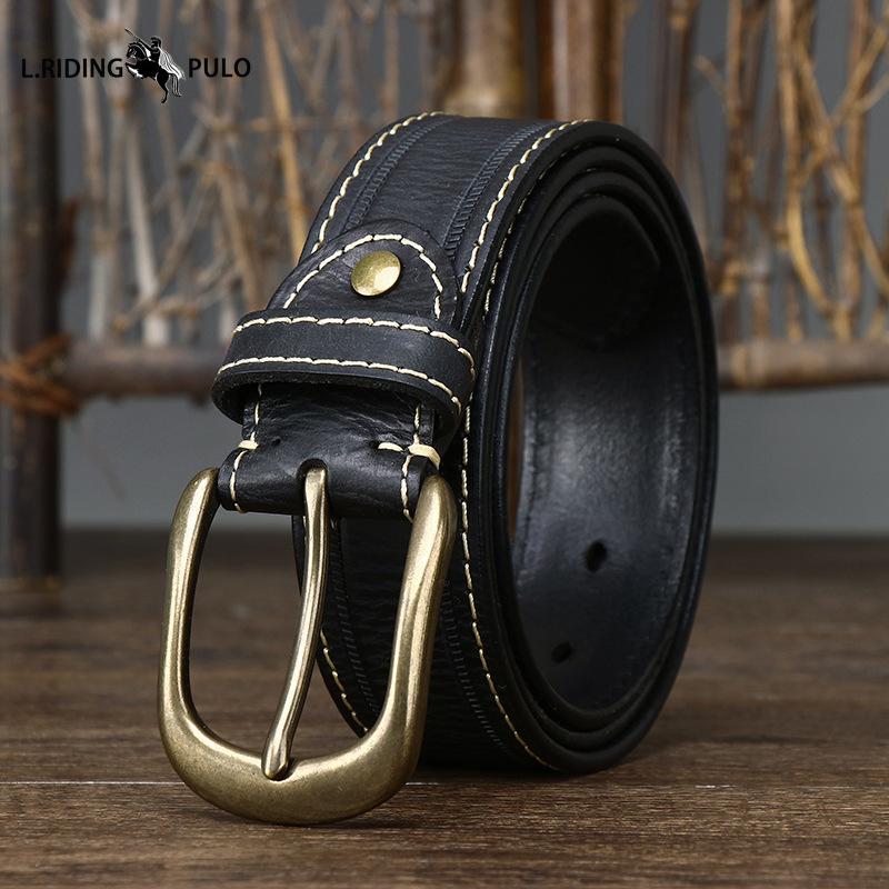 Handmade Vintage Distressed Frosted Leather Pin Buckle Men's Cowhide Belt Men's Casual Belt