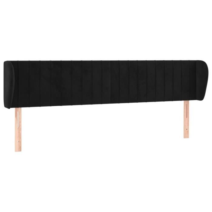 VidaXL Tête de lit avec oreilles Noir 203x23x78-88 cm Velours3117450