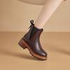 Autumn velvet leather Martin boots women's thick-soled inner height-increasing cigarette boots women's retro one-pedal casual women's shoes