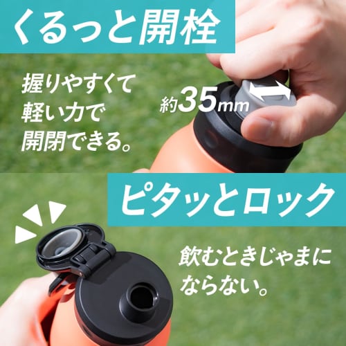 Atlas Activa 1 Liter Water Bottle, Direct Drink, Vacuum Insulated, Sports Bottle, Lightweight, Large Capacity, Portable, with Handle, Gray, ADHB-1000G