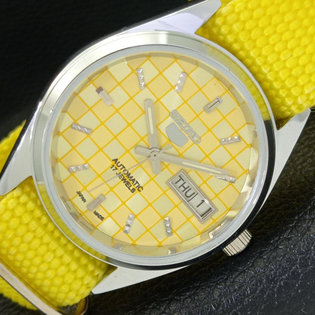 

SEIKO 5 AUTOMATIC 6309A ВОССТАНОВЛЕННЫЕ ЯПОНСКИЕ МУЖСКИЕ ЧАСЫ С ЖЕЛТЫМ ЦИФЕРБЛАТОМ a440306-4 Sk-a440306