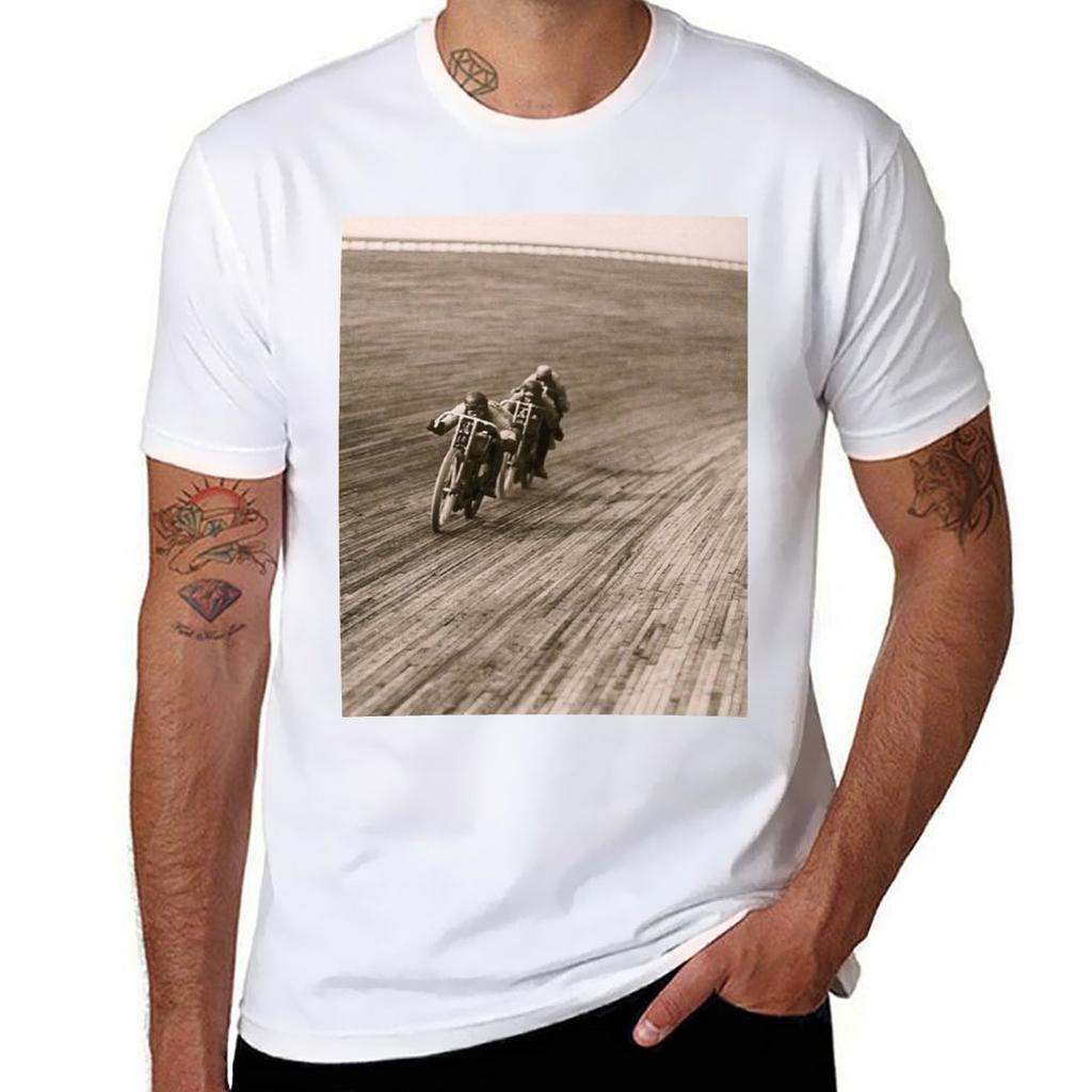 Motorcycle Board Track Racing 1920s Tshirt Basic Plain Tee For Spring And Summer