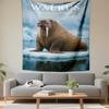 Walrus on Ice Arctic Wildlife Design Patterned tapestry for bedroom and living room home decor