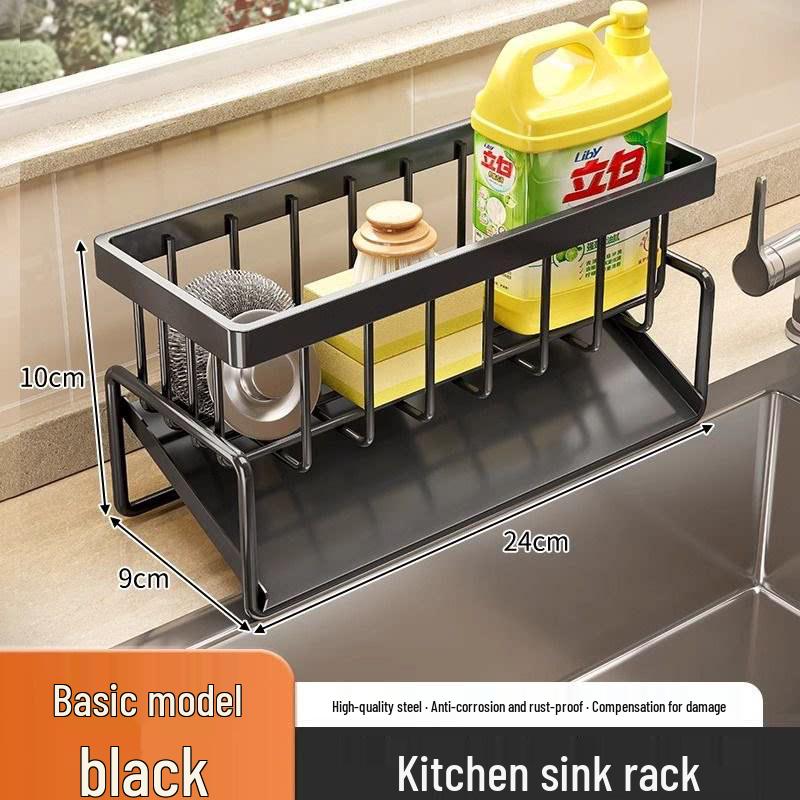 Slope Kitchen Sink Rack: No-Punch Rag & Soap Holder with Draining Function