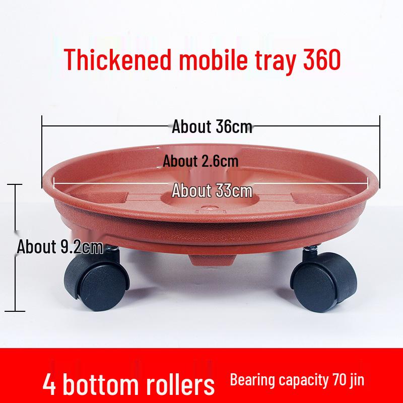 Rolling Plant Tray with Thickened Base: Durable Plastic Mobile Chassis for Large Pots with Universal Wheels