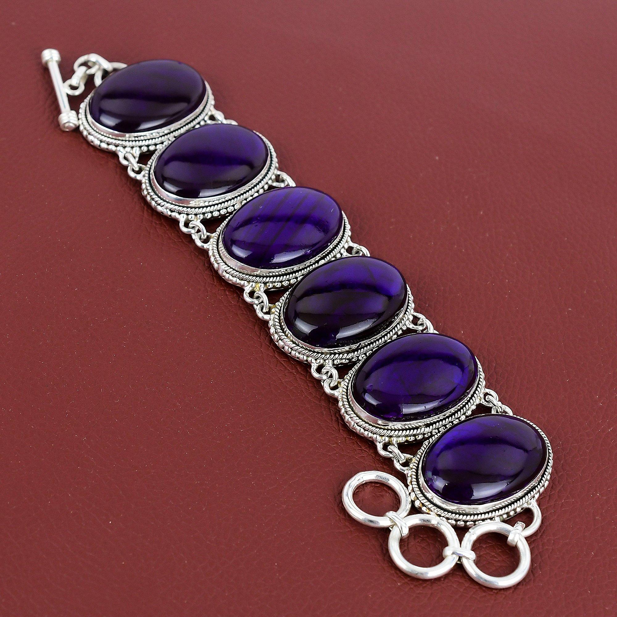 Purple Fire Labradorite Bracelet 925 Sterling Silver Adjustable Chain Bracelet Handmade Jewelry Vintage Gemstone Bracelet Gifts For Mother Adjustable