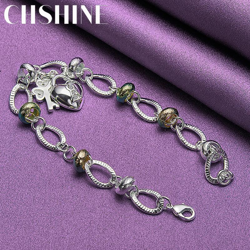 CHSHINE 925 Sterling Silver Key Lock Pendant Bracelet For Women Fashion Charm Jewelry