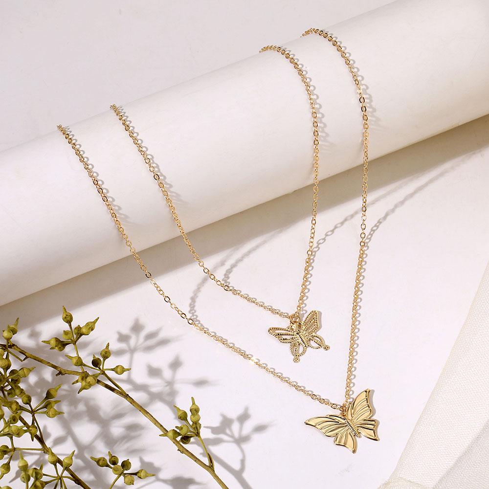 Golden Butterfly Pendant Necklace 
