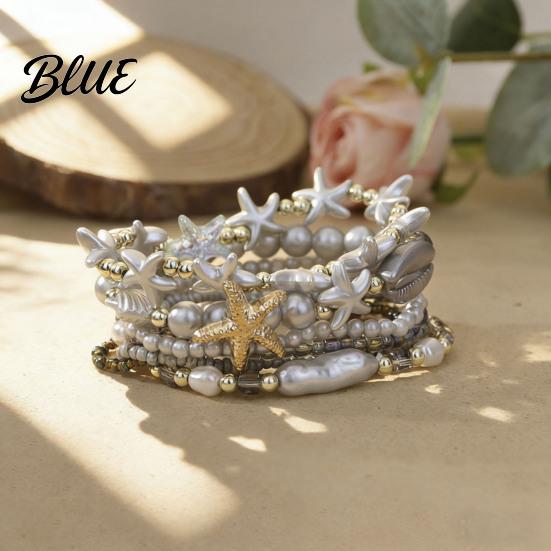 Starfish Beaded Bracelet 1 Set Bohemian Bracelets for Women Coastal