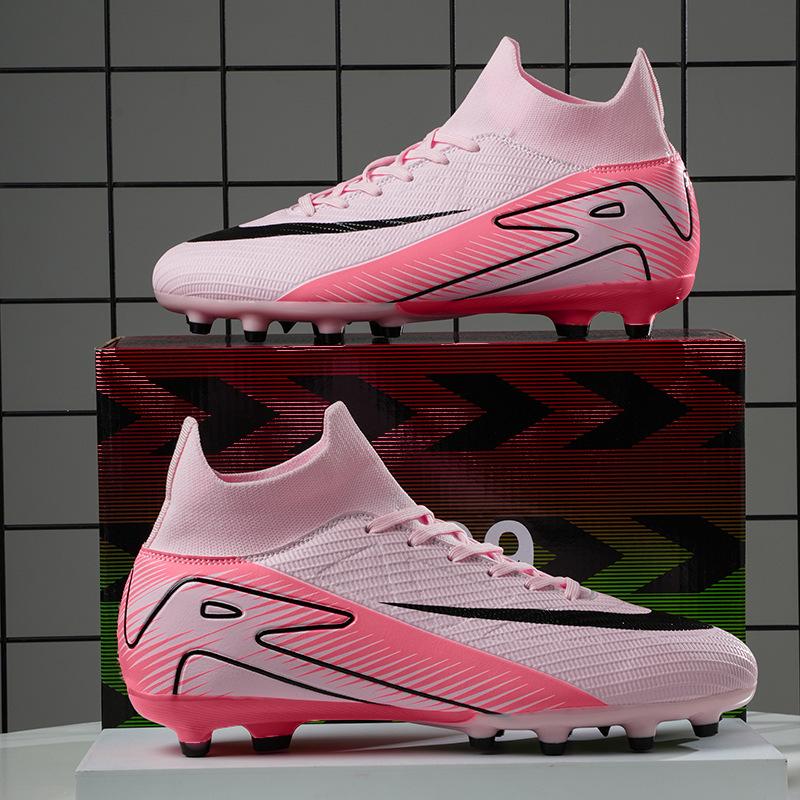 Help European Cup fly-woven football shoes men's high-top TF broken nails grass training shoes