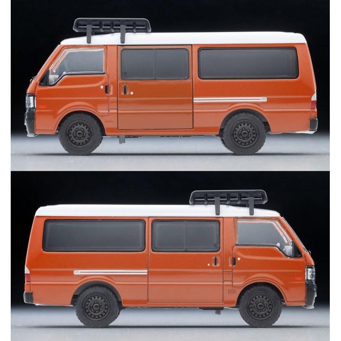 TOMYTEC Tomica Limited Vintage Neo 1/64 LV-N310d Mazda Bongo Brawny Van Custom (Brown) with Roof Carrier & Figure 336174