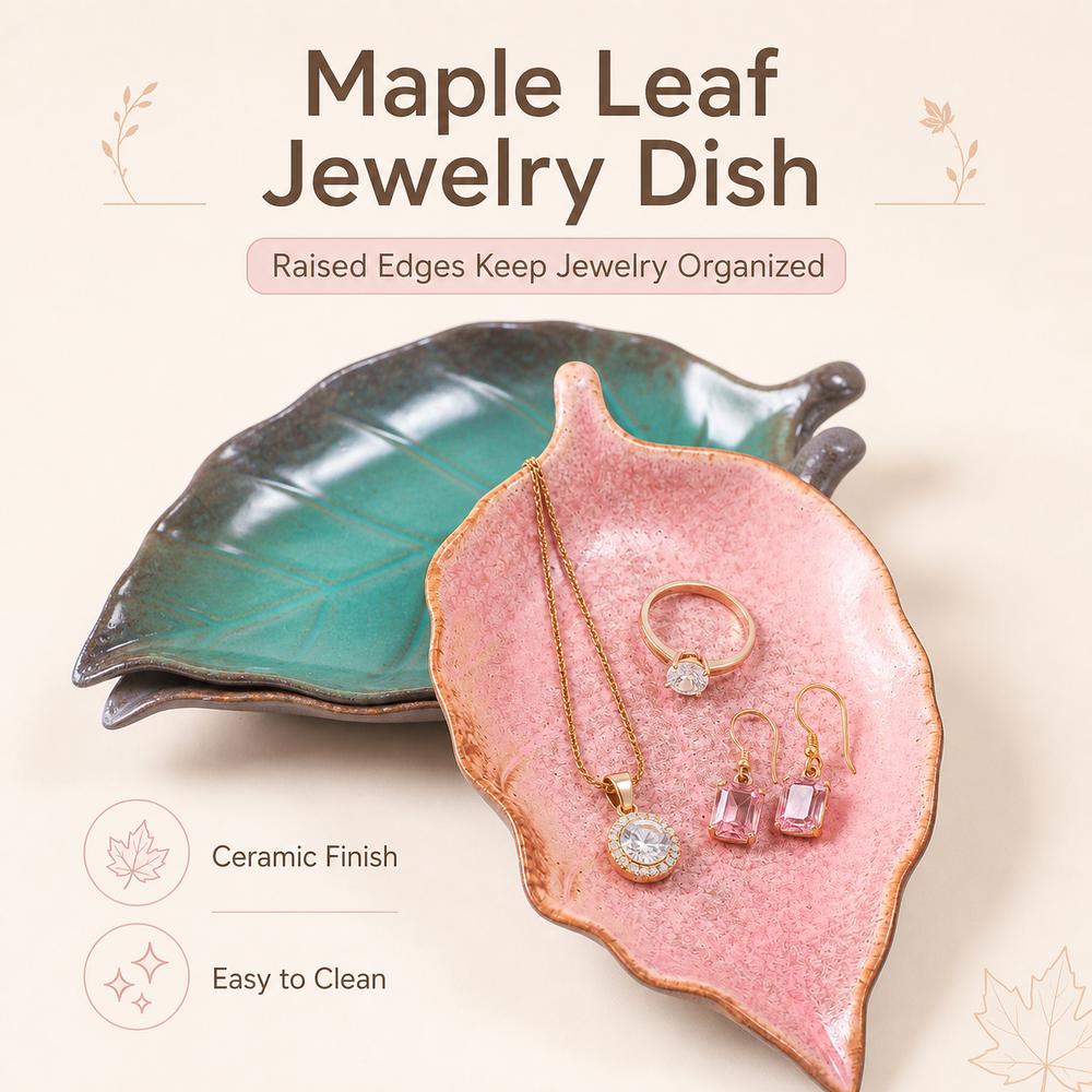 Maple Leaf Shape Jewelry Dish Ceramic Ring Dish Gifts Ceramic Jewelry Tray Home Decor
