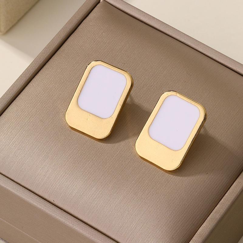 Alloy Square Color Matching Earrings, Niche Design Light Luxury High-end Stud Earrings Wind Earrings