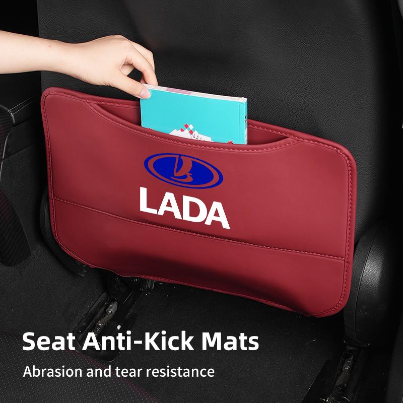AHTFPU1 Car Leather Half-Cover Seat Anti-Kick Mats Pad Storage Pouch For Lada Vesta Niva Samara Kalina Largus Priora Xray Granta