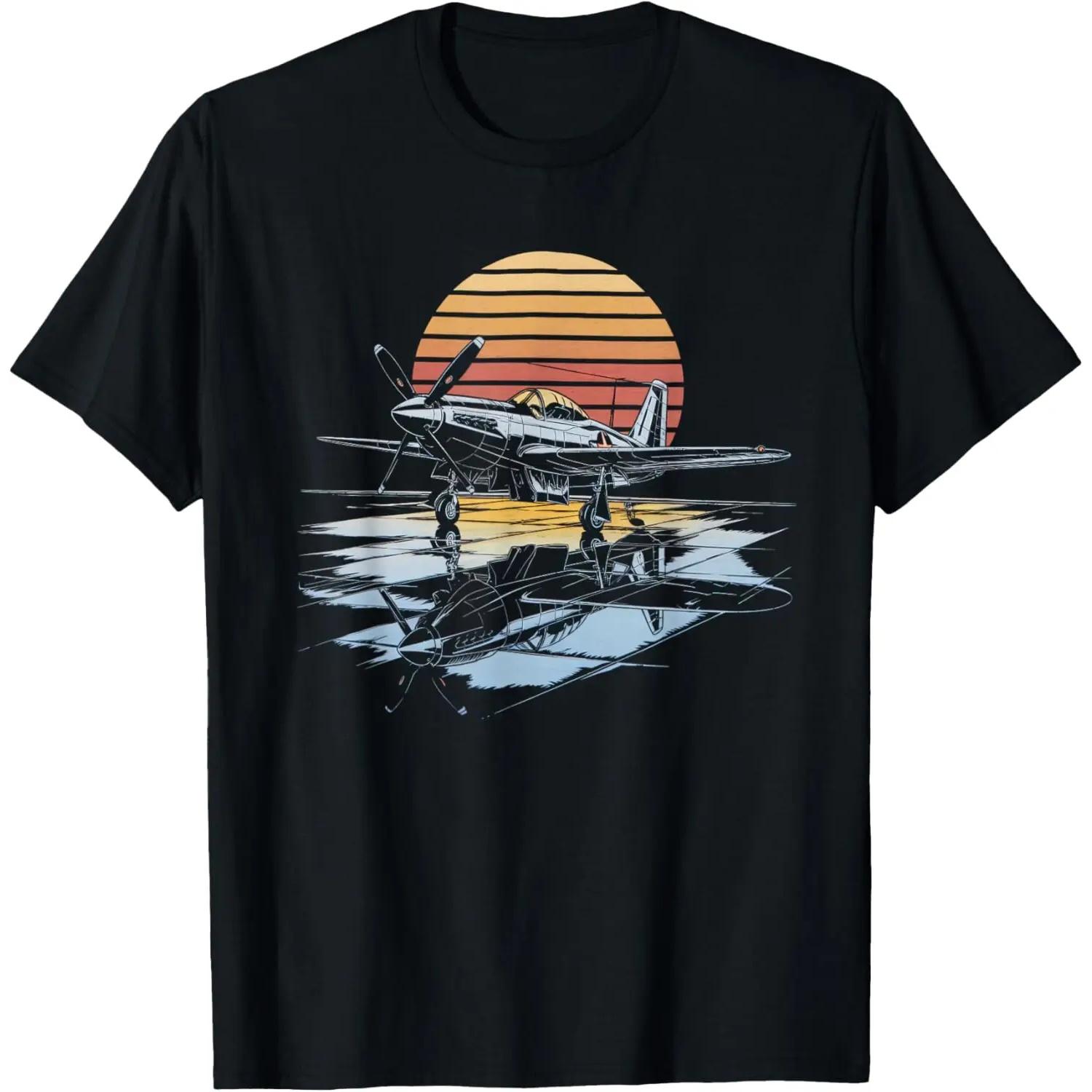 

WW2 Warplanes P51 Mustang Fighter Vintage T-Shirt 100% Cotton O-Neck Short Sleeve Summer Casual Mens T-shirt Streetwear S чёрный