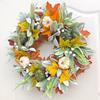 Simulated Wreath Autumn Maple Leaf Pumpkin Pine Cone Berry Wreath Realistic Simulated Fall Harvest Thanksgiving Door Decor