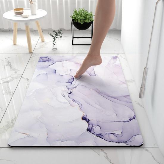 Marble Print Bathroom Rug Diatomaceous Earth Absorbent Entrance Rug Non Slip Door Mat Marbling Floor Mat