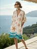 European, American Bohemian Large Size Women's Clothing Casual Loose 3D Printed Dress Robe Bamboo Hemp Others