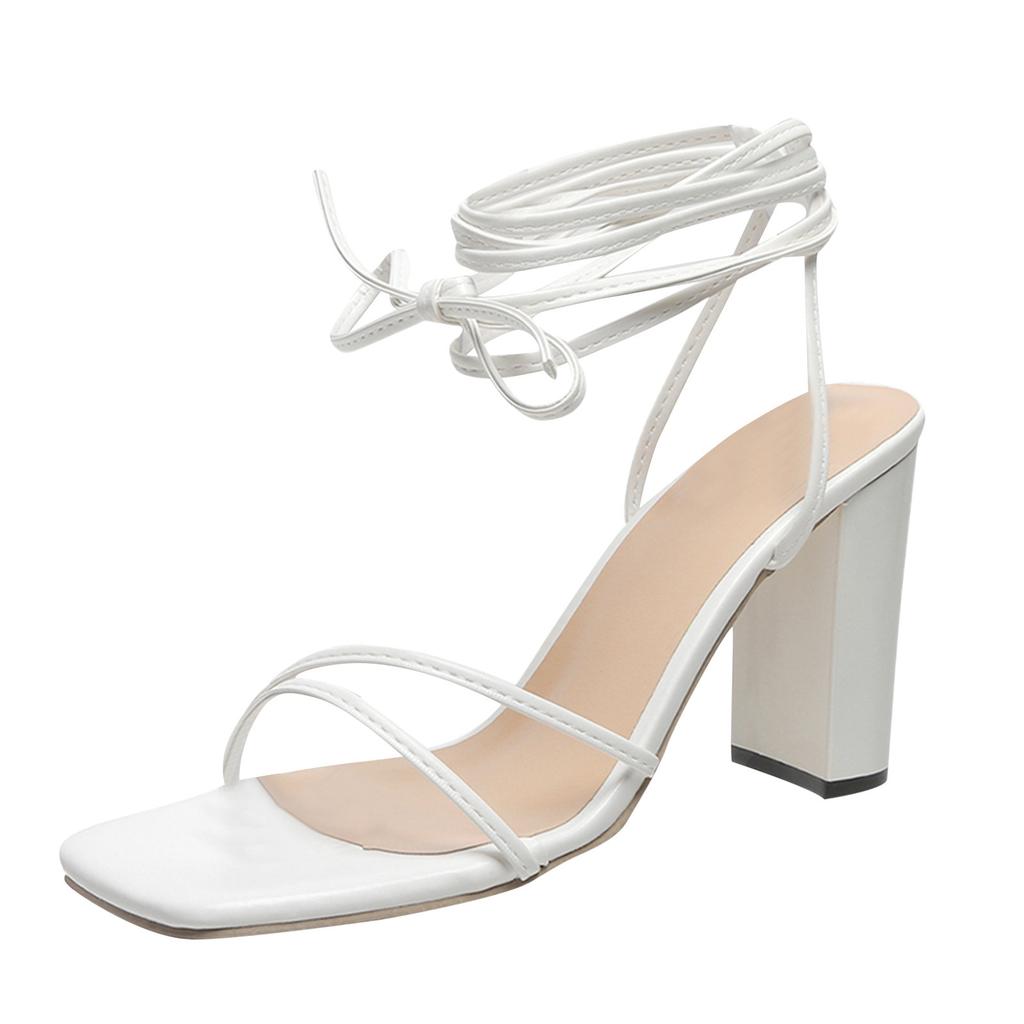 Dress Sandals For Women Low Heel Comfortable Ladies Fashion Summer Solid Color Leather Ankle Sandalias De Mujer Verano 2026