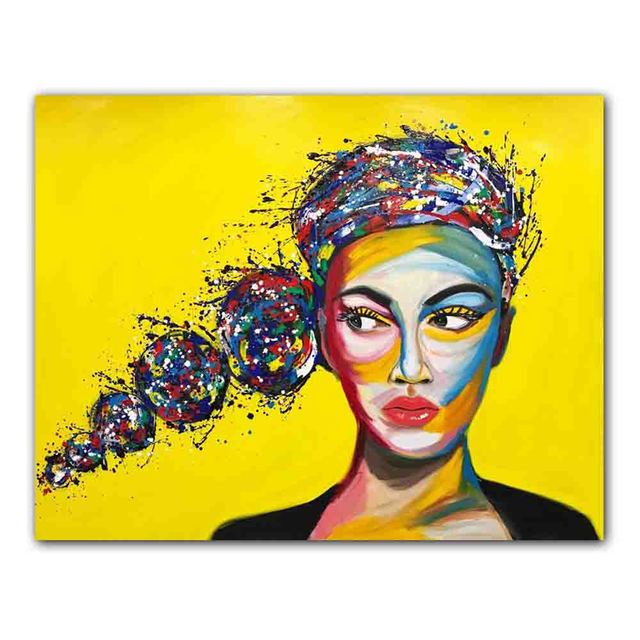New Nordic Graffiti Art Figure Canvas Painting Unique Hairstyle Fashion Model Poster Office Living Room Home Decoration Mural No Frame