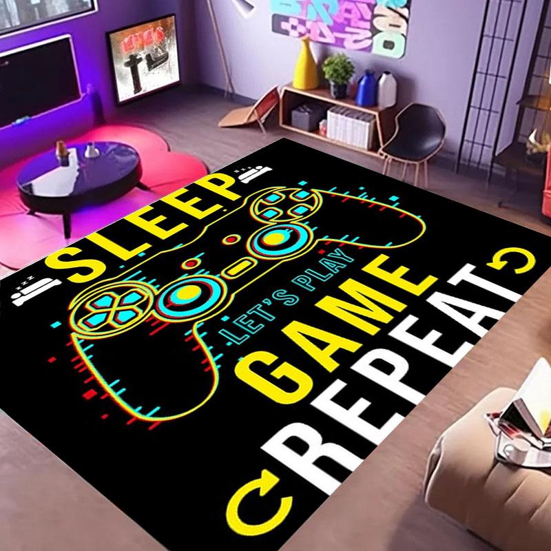 Alfombras HD para Área de Hogar para Gamers con Diseño de Mando de Juego, Alfombras de Piso Antideslizantes para Niños, Alfombra para Decoración Sala de Estar, Dormitorio, Salas de Juego, Cocina