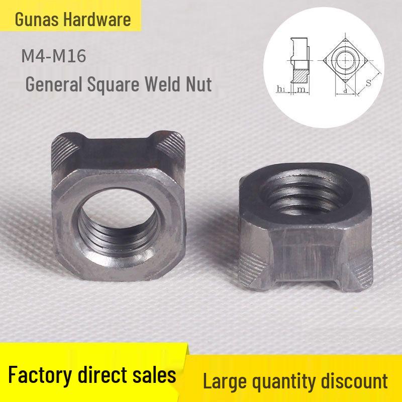 

Square Carbon Steel Weld Nuts (M4-M16) - Four-Corner/Butt Weld M4 (1000 pcs)