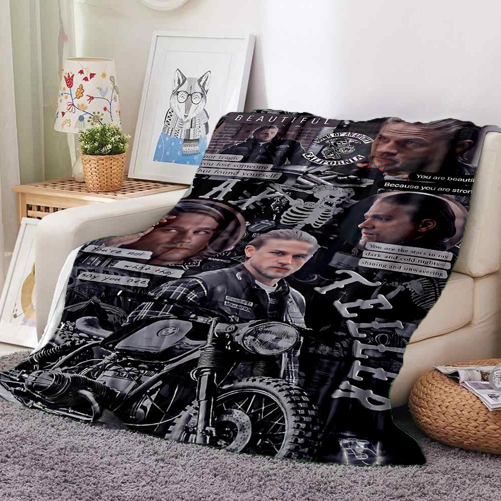 Motorcycle Biker Flannel Blanket Throw Blanket Soft Warm Sofa Bed Camping Home Decor Unique Christmas Gift C921120