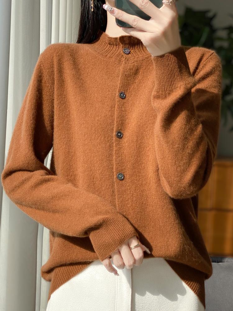 Women's Ruffle Wool Cardigan: Soft, Skin-Friendly, 100% Wool, Versatile Autumn and Winter Outerwear.