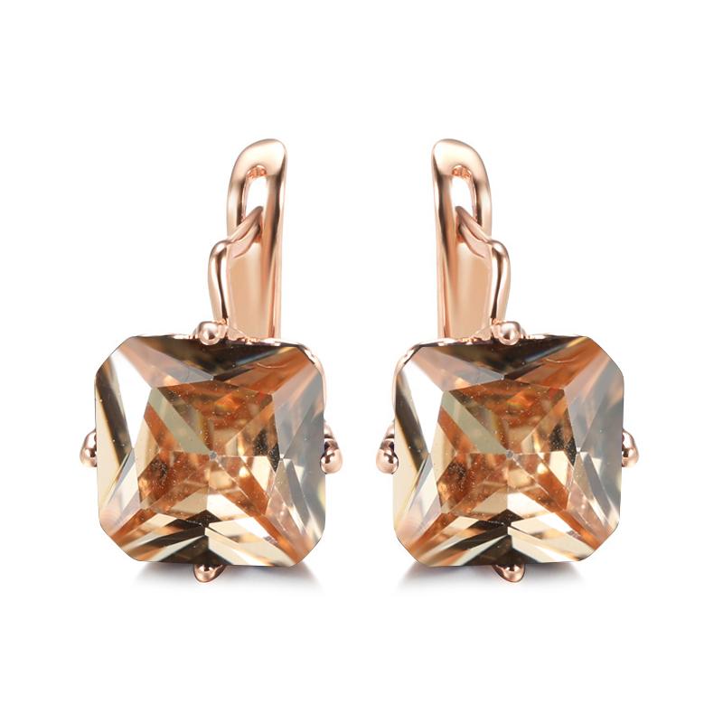 

1 пара больших квадратных серег с синим цирконием для женщин, свадебные серьги золотого цвета с этническим узором, изысканные ювелирные изделия шампанского